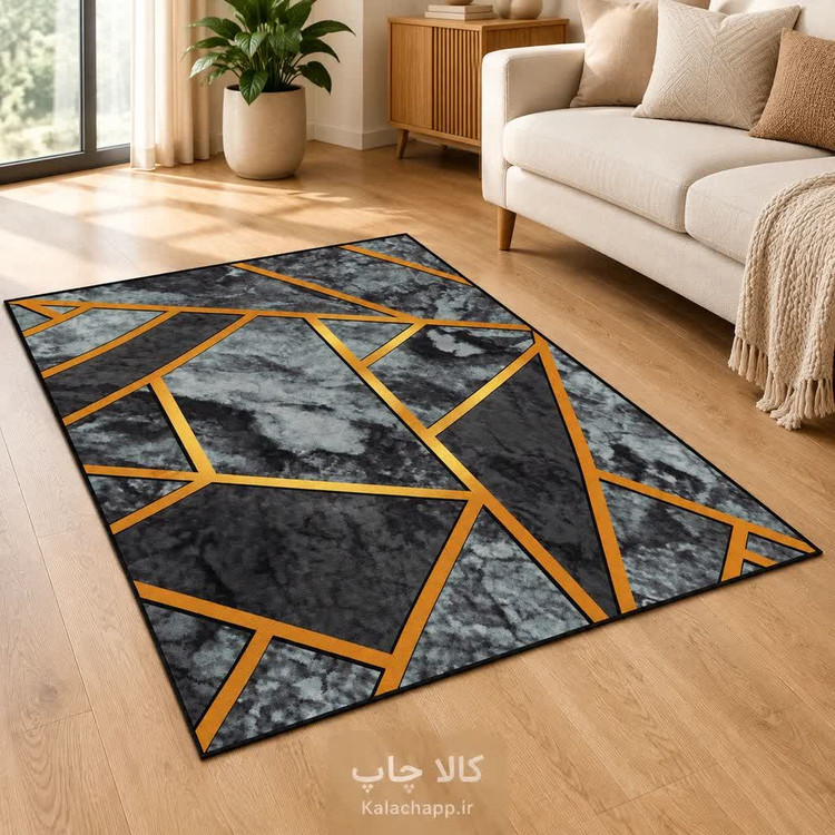 فرش سه بعدی چاپی طرح هندسی